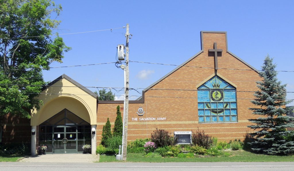 The exterior of the Salvation Army Church in Huntsville